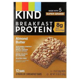 KIND Bars,Breakfast Protein Bars, Almond Butter, 6 Packs, 1.