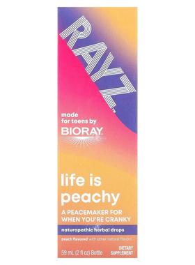 Bioray,Rayz，Life Is Peachy，青少年草本滴剂，桃子味，2 液量5