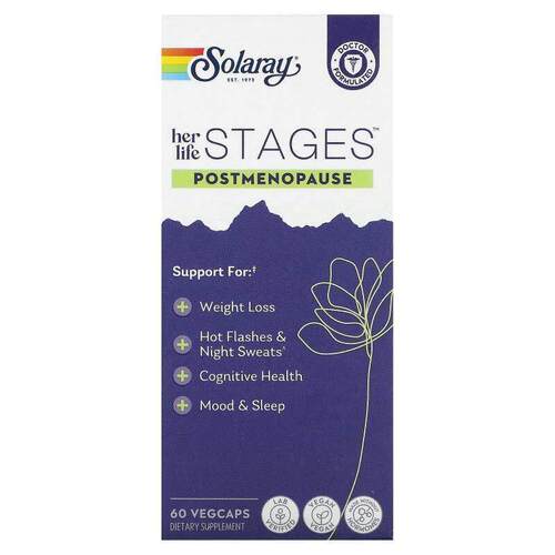 Solaray,Her Life Stages，绝经后期，60 粒素食胶囊