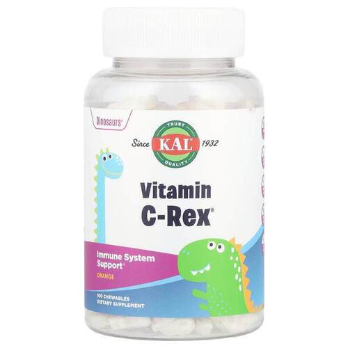 KAL,Dinosaurs®，Vitamin C-Rex®，橙味，100 毫克，100 片咀嚼片