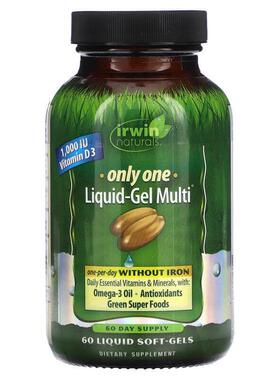 爱乐能,Only One，液态胶囊复合，无铁，60 粒液态软胶囊