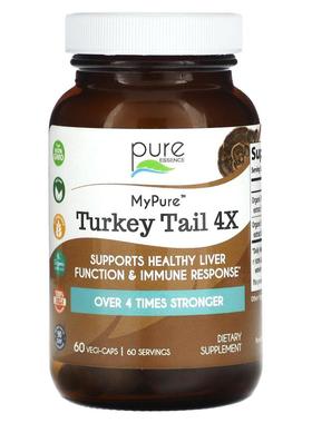 Pure Essence,My Pure，Turkey Tail 4X，60 粒素食胶囊