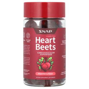 Snap Supplements,Heart Beets 软糖，无糖，混合浆果味，60 粒