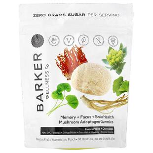 Barker Wellness Co,蘑菇适应原软糖，西番莲西瓜宾治味，60 粒软