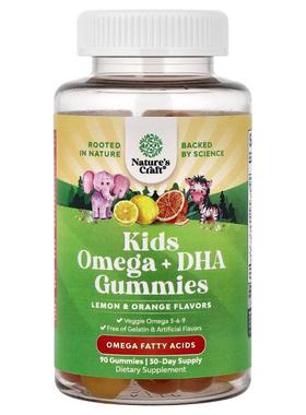 Nature's Craft,儿童 Omega + DHA 软糖，柠檬和橙子味，90 粒