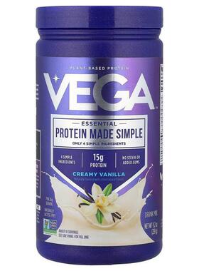 维加,Essential 简单蛋白质，植物基蛋白质，奶油香草味，9.2 盎2