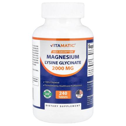 Vitamatic,Magnesium Lysine Glycinate, 240 Tablets (1,000 mg