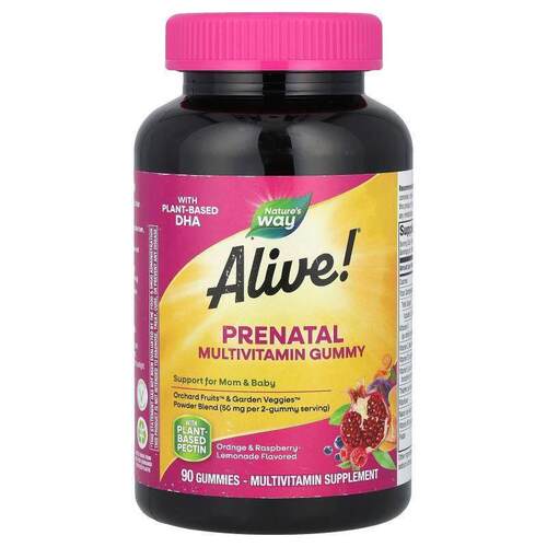 然萃维,Alive!® 产前多维生素软糖，橙子和树莓柠檬水，90 粒软糖