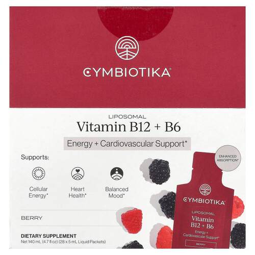 Cymbiotika,Liposomal Vitamin B12 + B6, Berry, 28 Liquid Pack