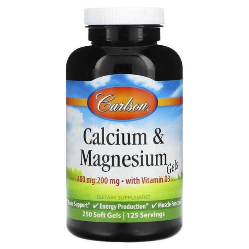 Carlson,含维生素 D3 的钙镁凝胶，250 粒软胶囊