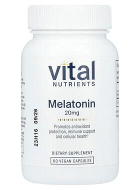 Vital Nutrients,褪黑荷尔蒙，20 毫克，60 粒全素食胶囊