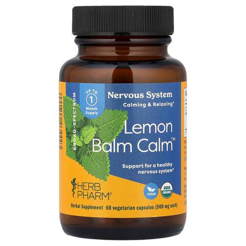Herb Pharm,Lemon Balm Calm™, 500 mg, 60 Vegetarian Capsules