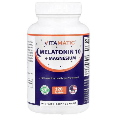 Vitamatic,Melatonin 10 + Magnesium, 120 Tablets