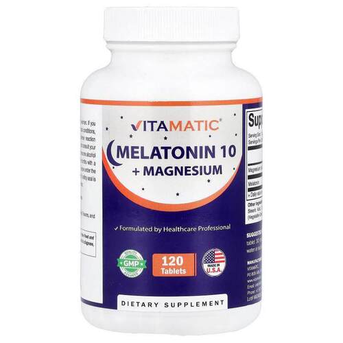 Vitamatic,Melatonin 10 + Magnesium, 120 Tablets