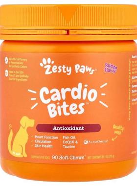 Zesty Paws,Cardio Bites™，狗狗专用，所有年龄段，鲑鱼，90 片1