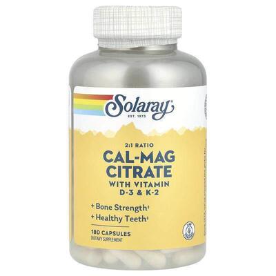 Solaray钙镁柠檬酸胶囊维护骨骼关节健康牙齿健康良好补给膳食补