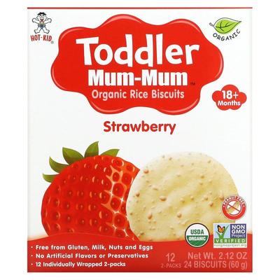 旺旺,Toddler Mum-Mum，有机稻米饼干，18 个月以上，草莓味，12