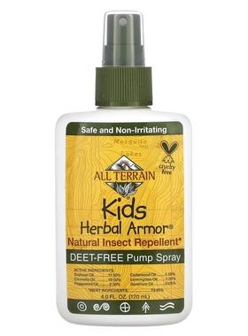 All Terrain,儿童天然草本驱蚊防虫喷雾，4 液量盎司（120 毫升）