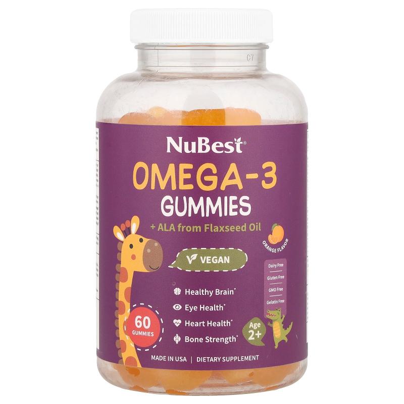 NuBest,Omega-3 软糖 + 来自亚麻籽油的 ALA，2 岁以上，橙子味，