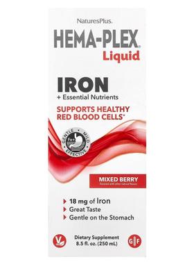 NaturesPlus,Hema-Plex® 液体，铁 + 必需营养素，混合浆果味，8.