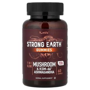 YumVs,Strong Earth™ Gummies, Mushroom & KSM-66® Ashwagandha,