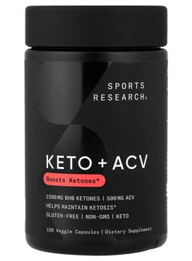 Sports Research,Keto + ACV, 120 Veggie Capsules