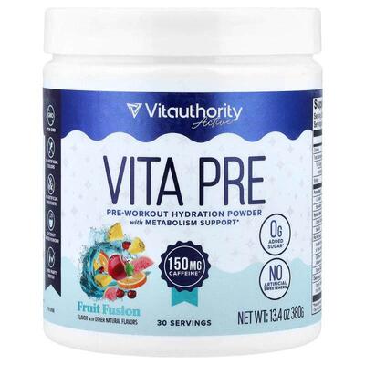 Vitauthority,活力前，运动前补水粉，果味混合，13.4 盎司（380