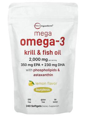 Micro Ingredients,Mega Omega-3 Krill & Fish Oil With Pho