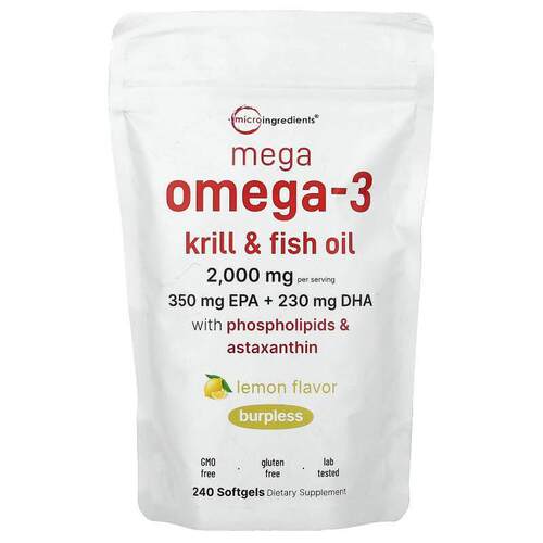 Micro Ingredients,Mega Omega-3 Krill & Fish Oil With Pho