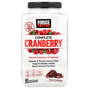 Force Factor,Complete Cranberry™，甜大果越桔，60 粒软咀嚼片