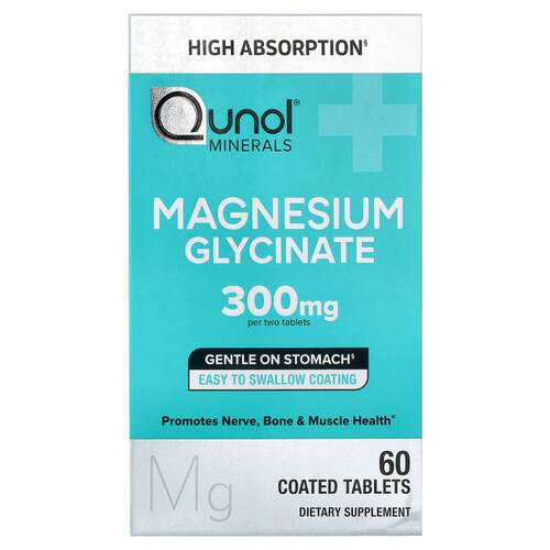 Qunol,Magnesium Glycinate, 60 Coated Tablets (150 mg per Tab