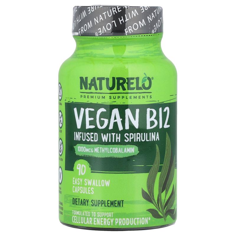NATURELO,维生素 B12,注入螺旋藻成分,90 粒易吞咽胶囊