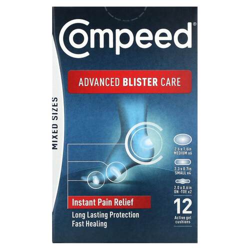 Compeed,Advanced Blister Care，混合尺寸，12 个活性凝胶垫