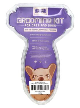 Ruff 'N Ruffus,猫犬美容套装，凝胶耙和指甲钳，紫色，1 个凝胶