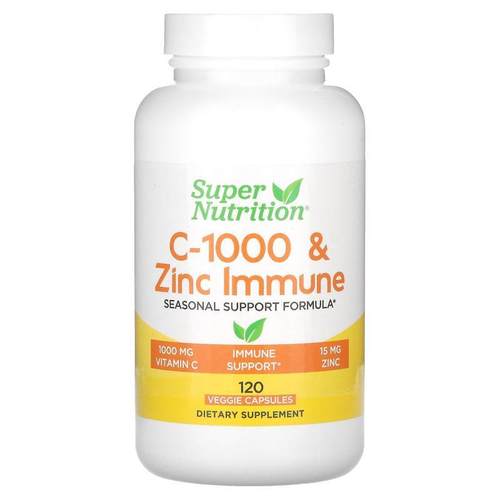 Super Nutrition,C-1000 和锌机体抵抗，120 粒素食胶囊