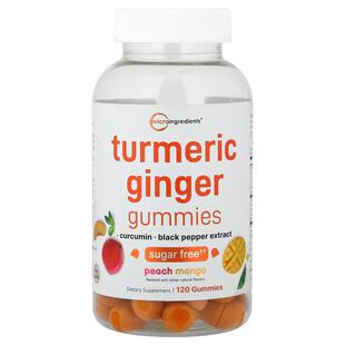 Micro Ingredients,Turmeric Ginger Gummies, Peach Mango, 120