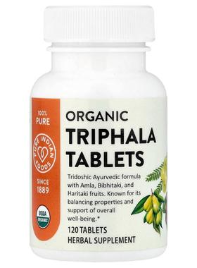 Pure Indian Foods,Organic Triphala Tablets, 120 Tablets