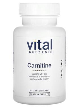 Vital Nutrients,肉碱，500 毫克，60 粒全素胶囊