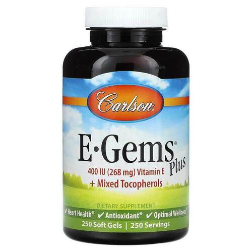 Carlson,E-Gems Plus，400 国际单位（268 毫克），250 粒软胶囊