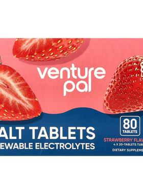 Venture Pal,Salt Tablets Chewable Electrolytes, Strawberry,