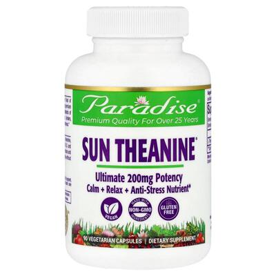 Paradise Herbs,Sun Theanine® L-茶氨酸补剂，200 毫克，90 粒素