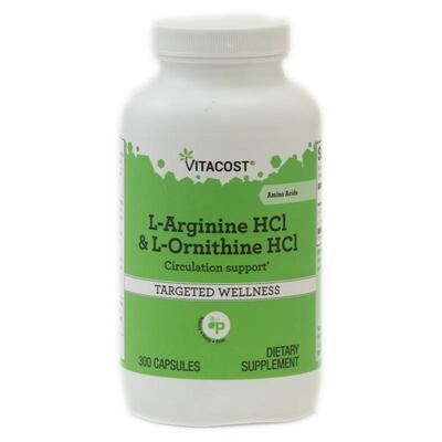 Vitacost,L-Arginine HCl & L-Ornithine HCl, 300 Capsules