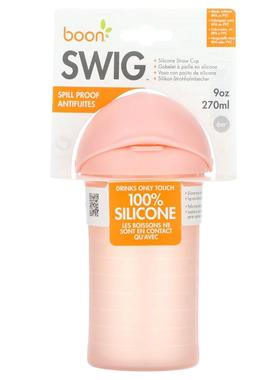 Boon,Swig 硅酮吸管杯，6m+，粉红色，9 盎司（270 毫升）