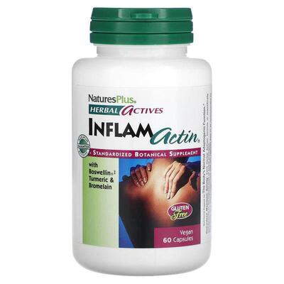 NaturesPlus,Herbal Actives，InflamActin，60 粒全素胶囊
