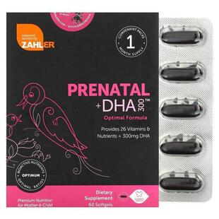 Zahler,Prenatal + DHA 300 特优效产前 DHA 软胶囊，60 粒装