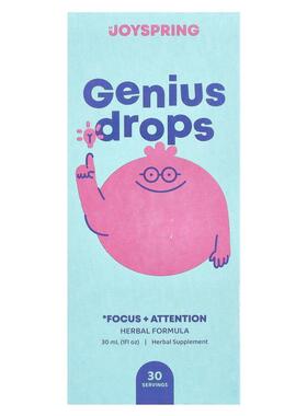 JoySpring,Genius Drops，专注力 + 注意力，1 液量盎司（30 毫升