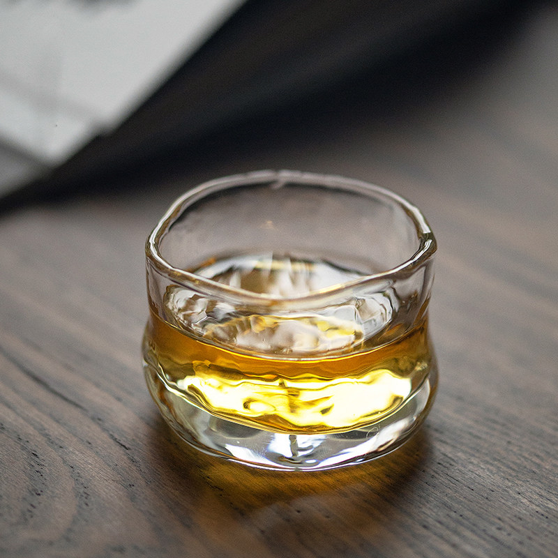 手工创意冰融纹理小茶杯主人杯日式玻璃品茗杯加厚功夫茶品茶杯