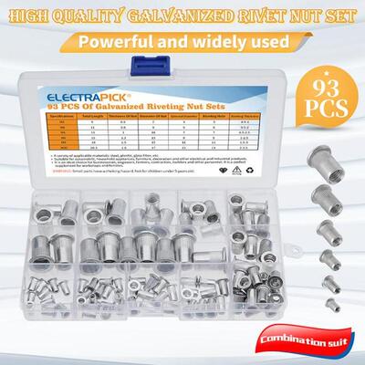 190/93pcs Aluminum Rivetnuts Blind Set Nutserts Threaded Ins