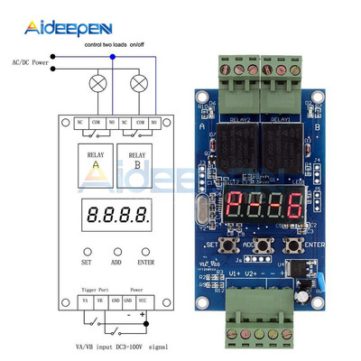 12V Dual Programmable Time Relay Module Relay PLC Board Cycl