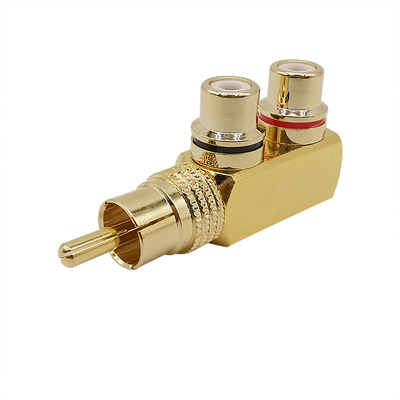 1Pcs 1 RCA Male to 2 RCA Female AV Audio Video 3 Way Splitte